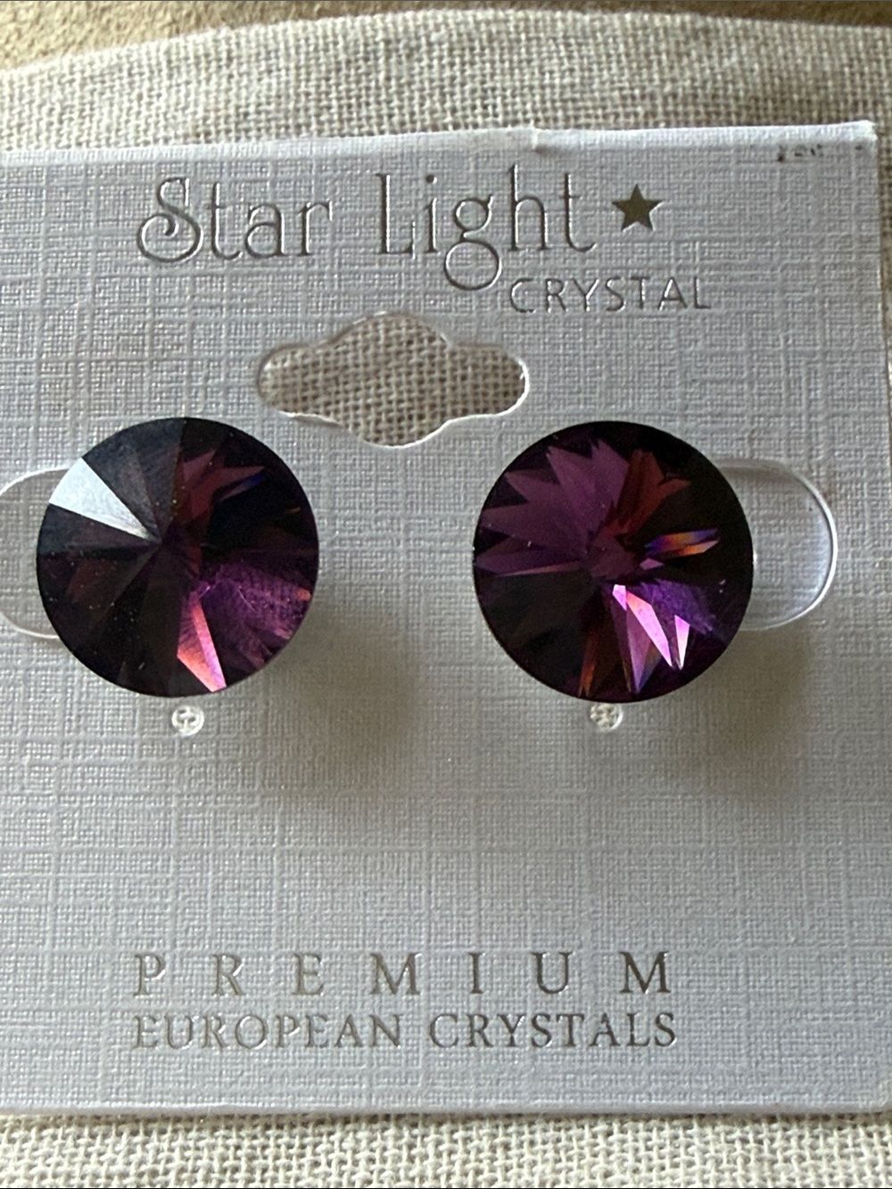 Star Light Crystal Light Purple Round Stud Earrings!